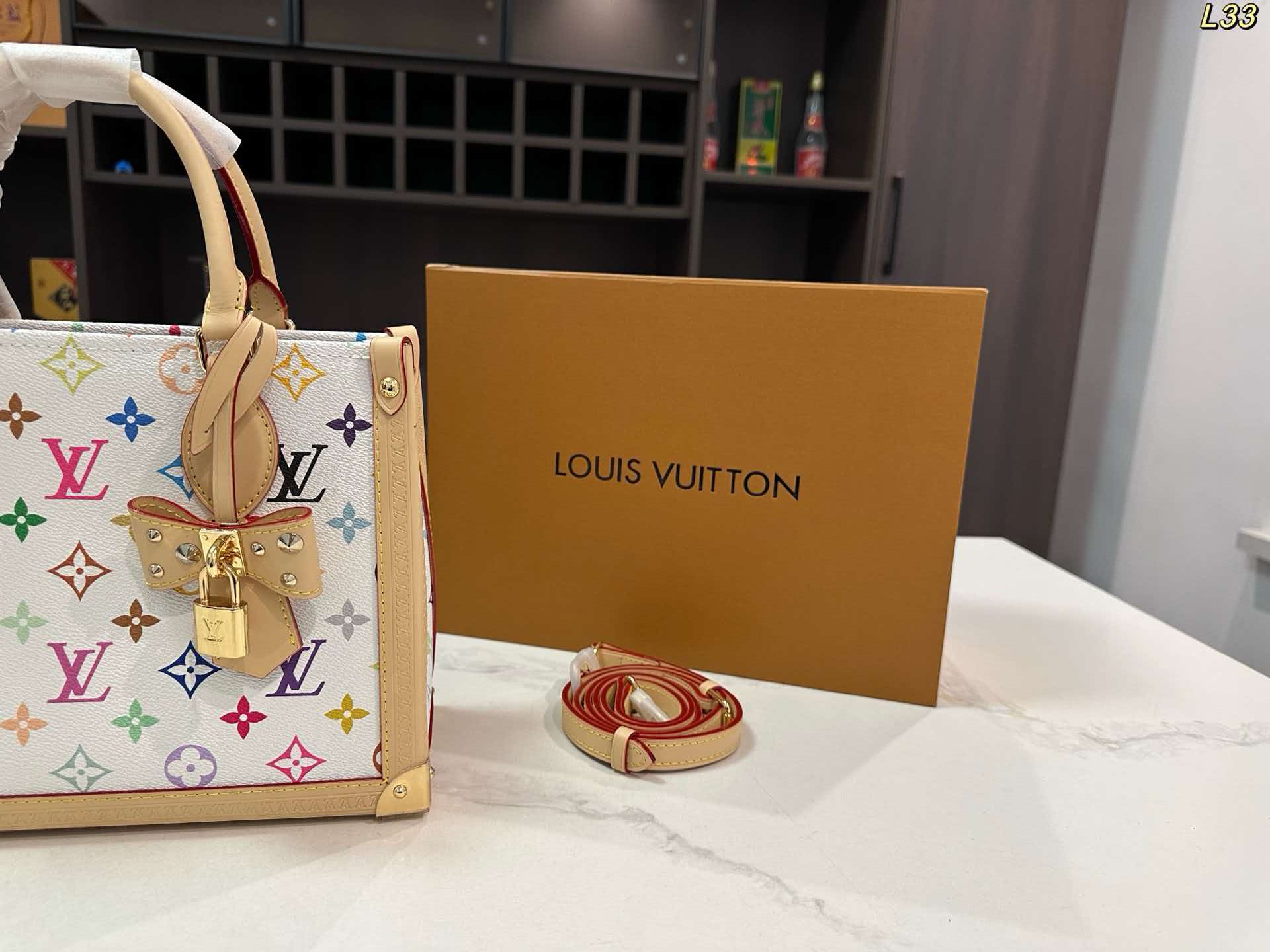 Murakami Multicolore Pattern LV OnTheGo PM Tote Bag