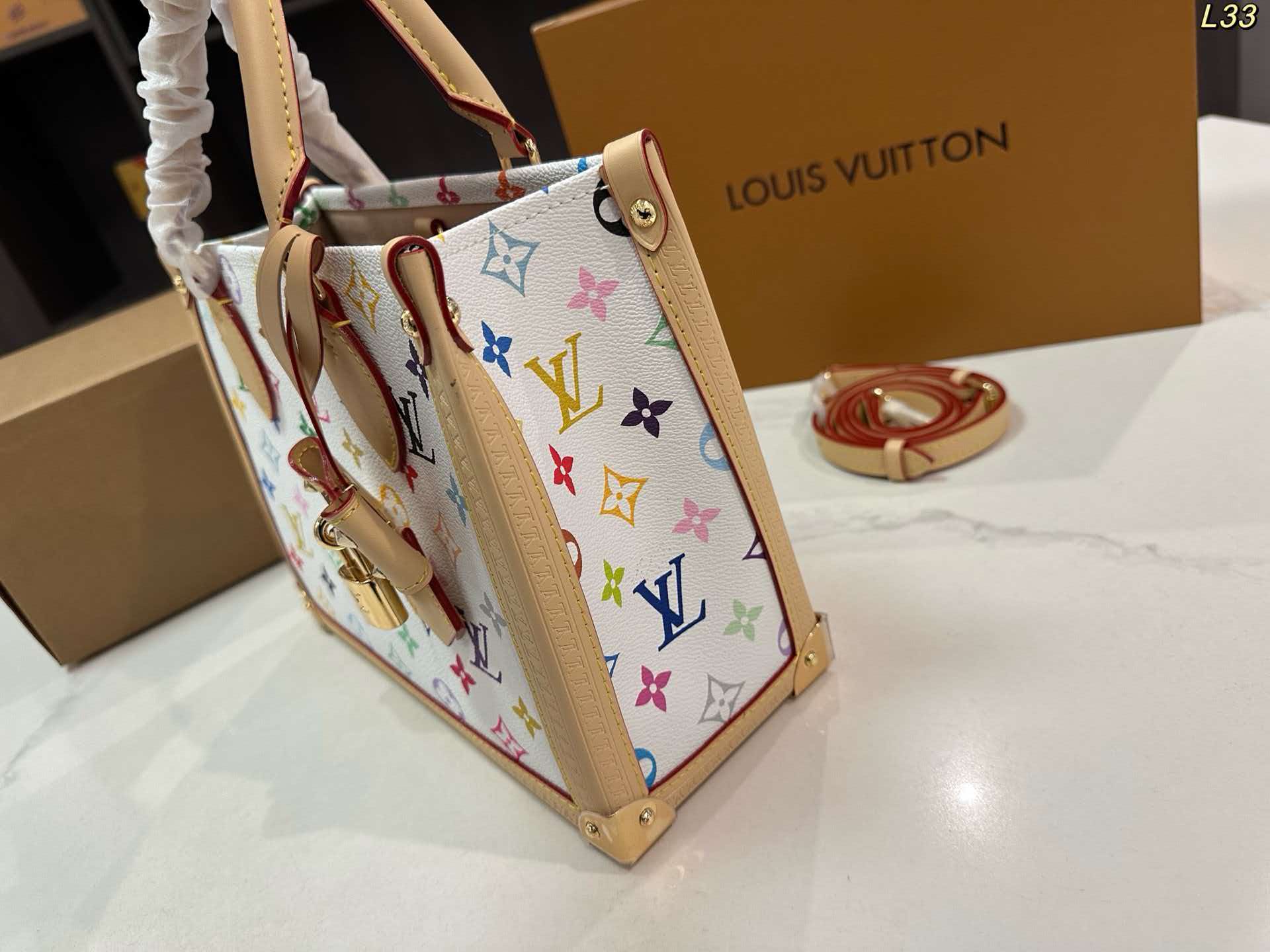 Murakami Multicolore Pattern LV OnTheGo PM Tote Bag