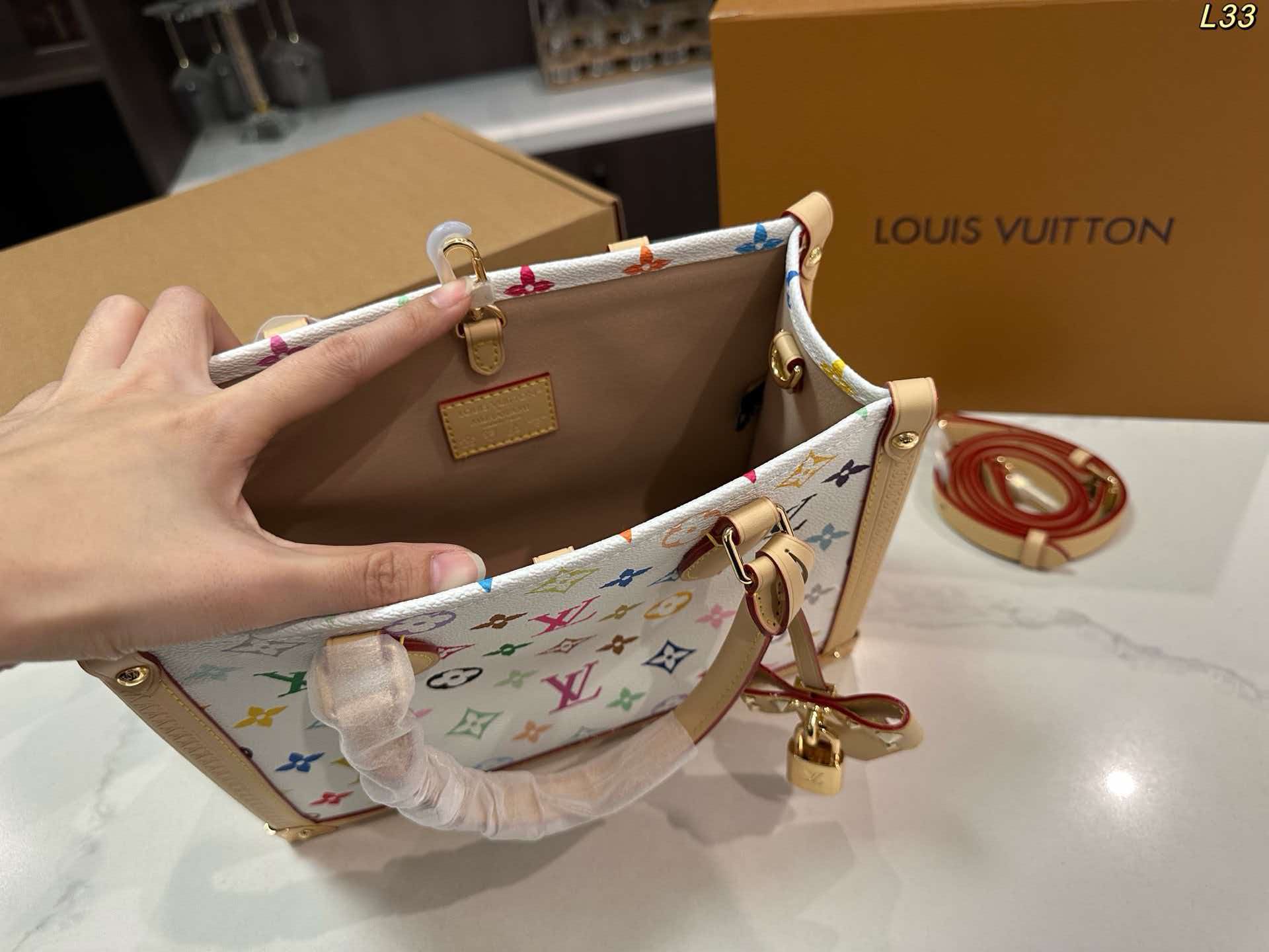LV OnTheGo PM White Multicolore