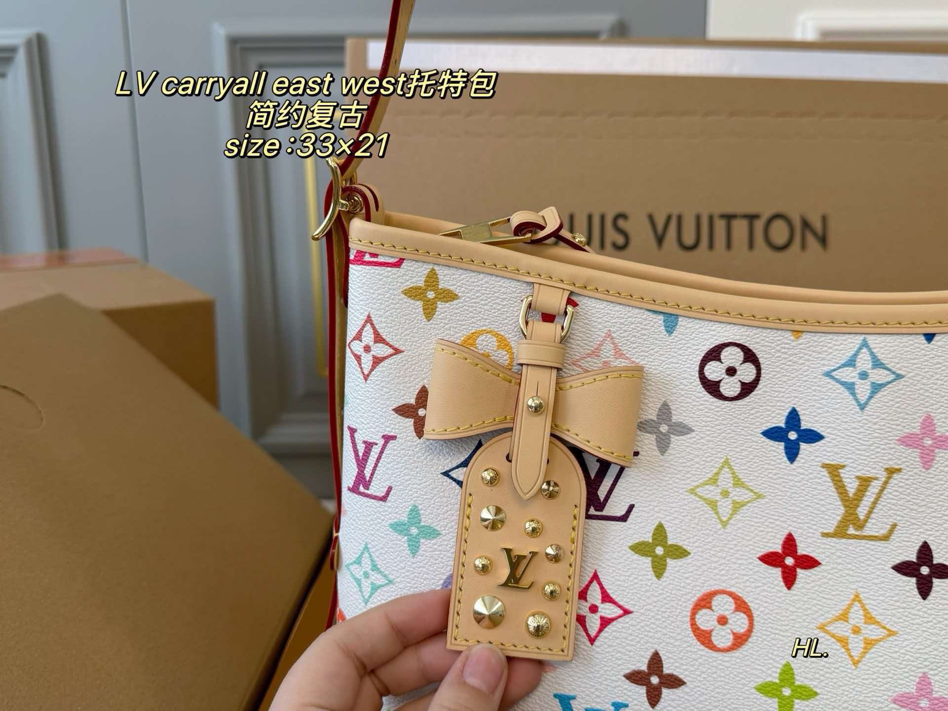 Murakami Multicolore Canvas LV Carryall East West Handbag