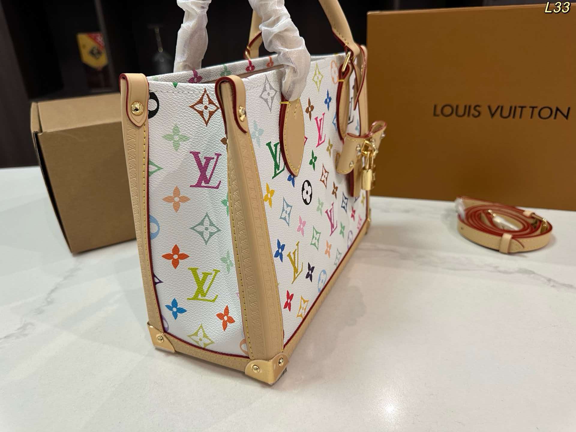 LV On‑The‑Go PM Multicolore Canvas Tote Bag