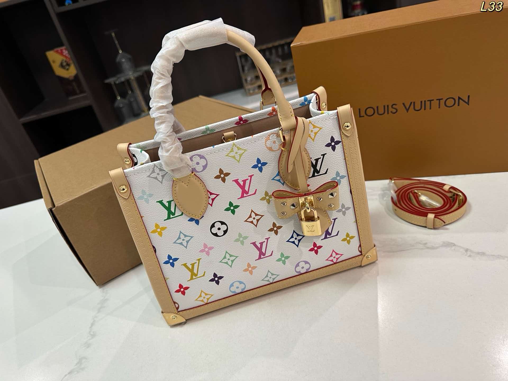 LV On‑The‑Go PM Multicolore Canvas Tote Bag