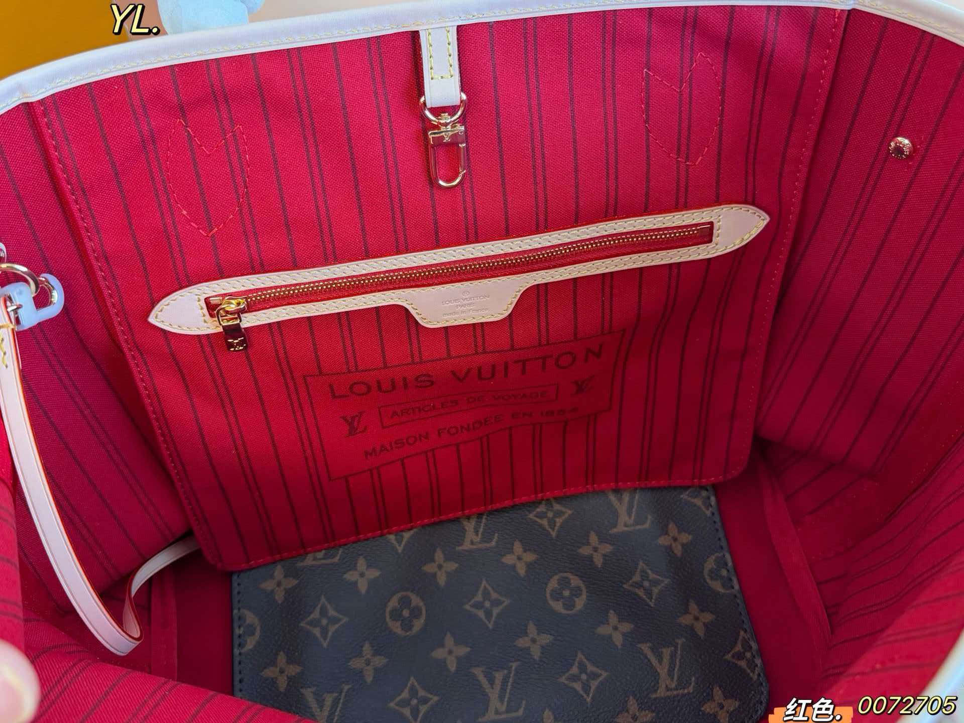 Neverfull MM Monogram Tote Red Interior