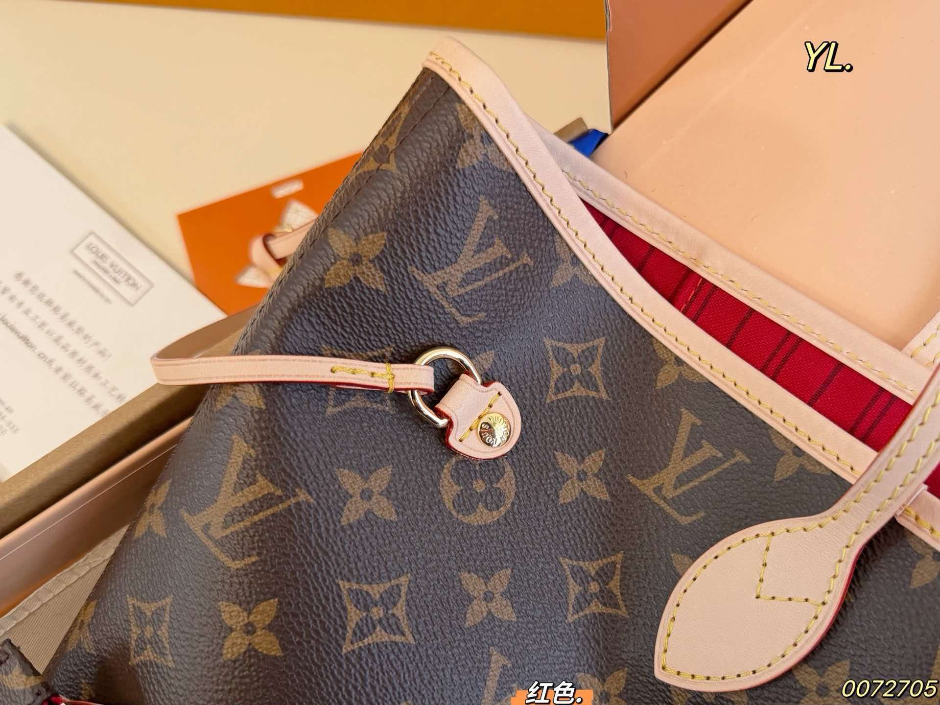 Neverfull MM Monogram Tote Red Interior