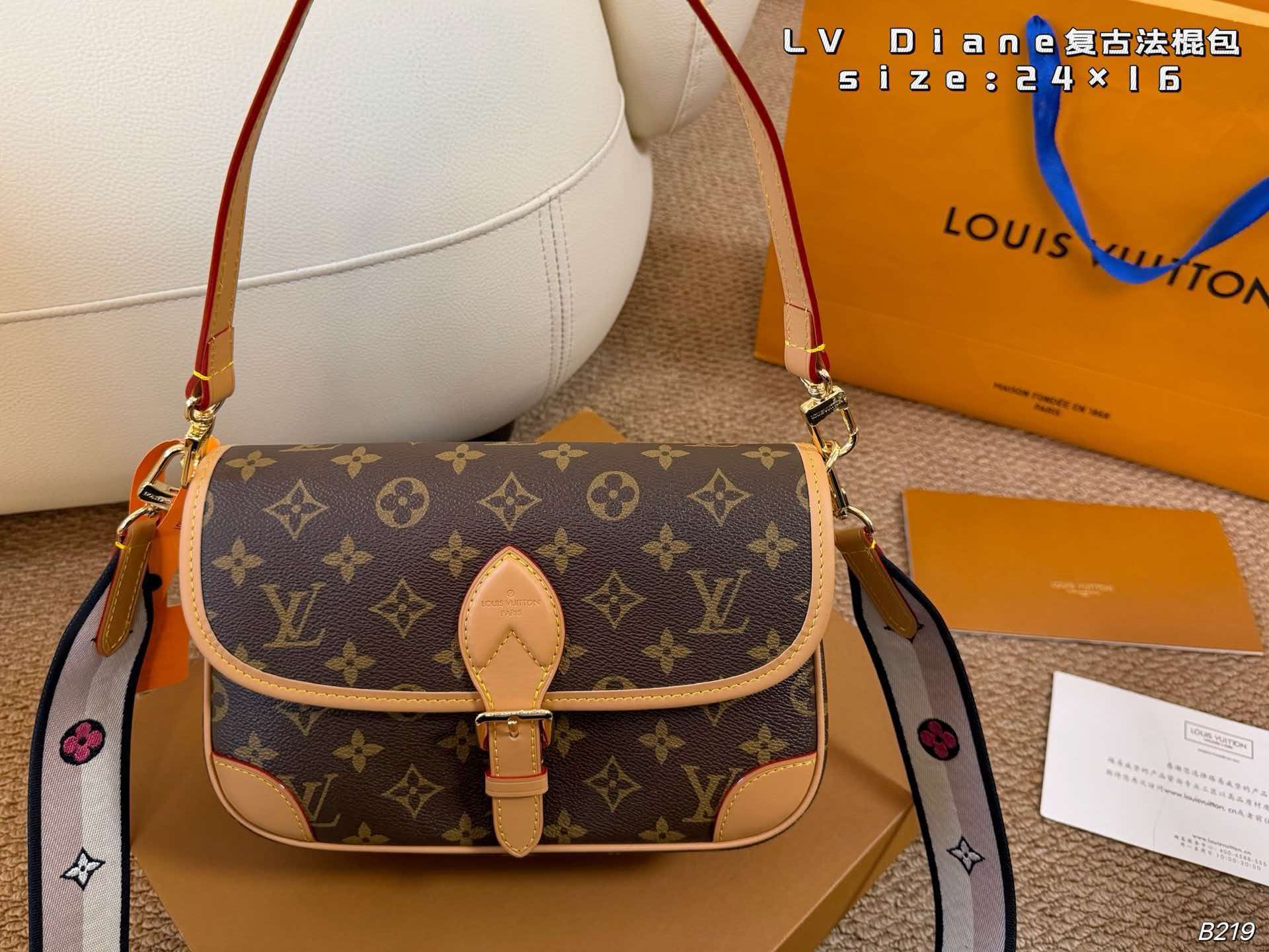 LV Diane Monogram Vintage Shoulder Crossbody Bag