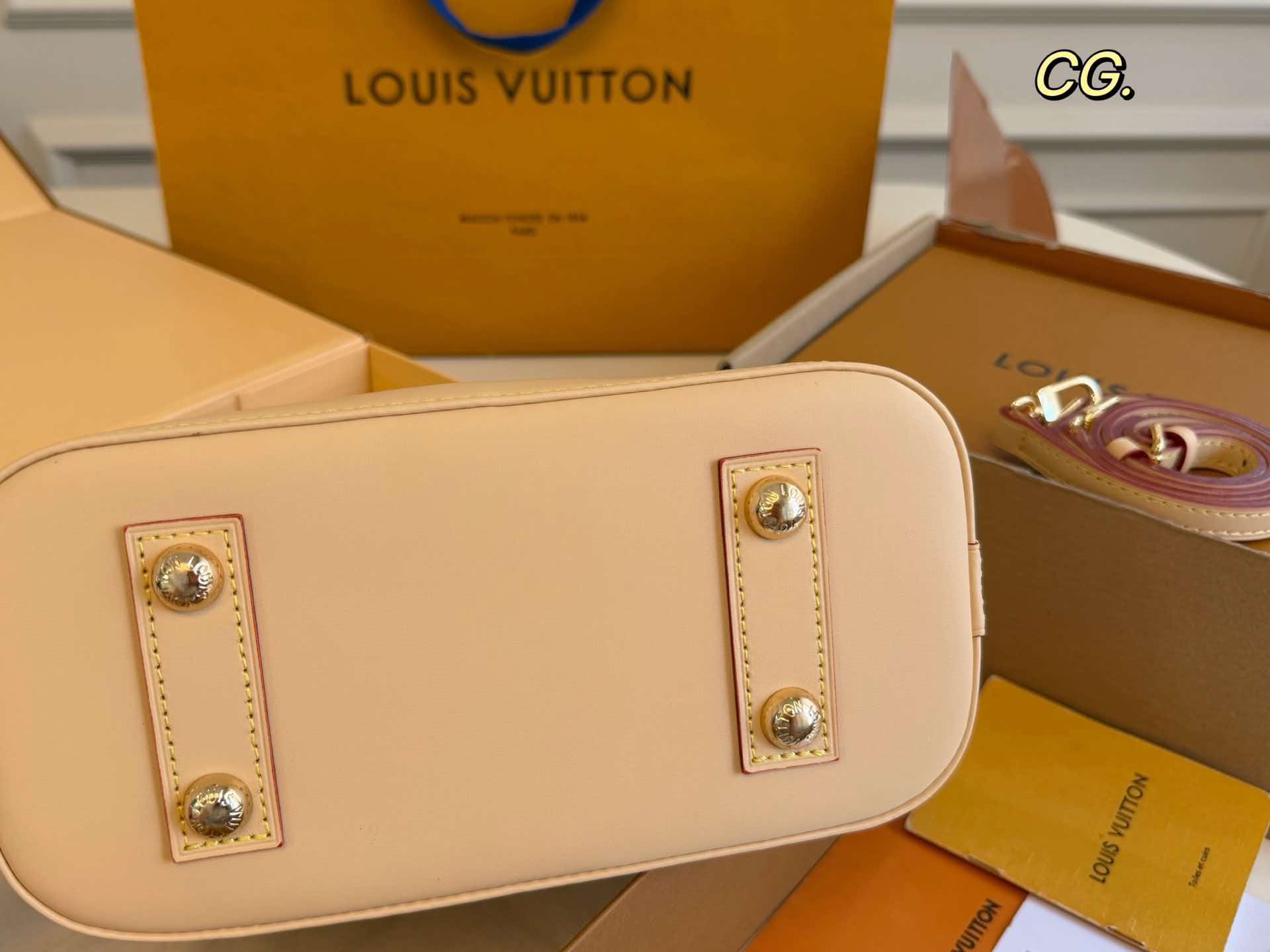 LV Alma BB Yellow Stripes Trunks&Bags Crossbody Handbag