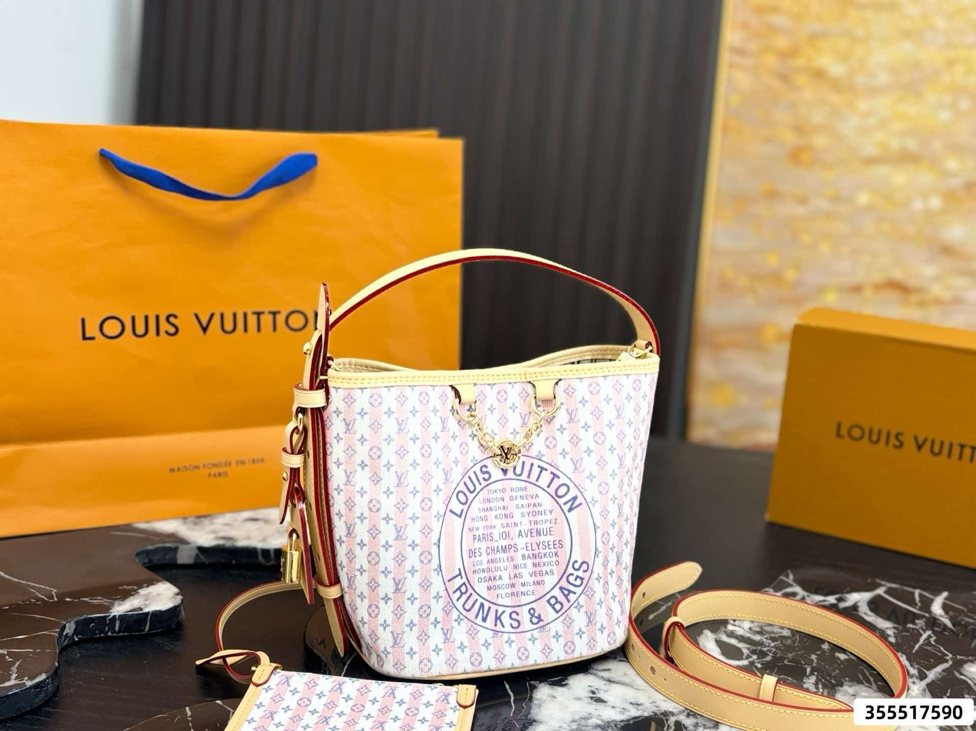 LV All‑in BB Yellow Stripes Trunks&Bags Crossbody Bucket Bag