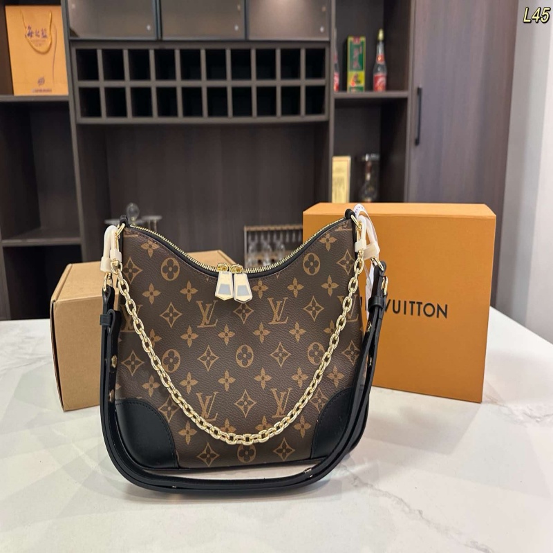 LV Boulogne Black Corner Monogram Hobo Shoulder Bag