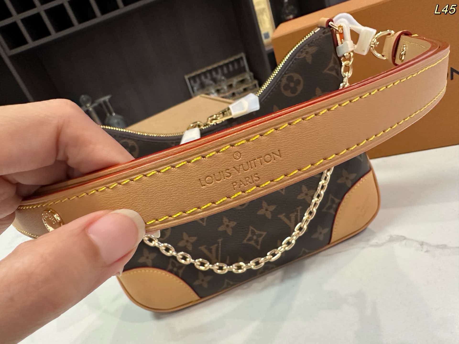 LV Boulogne Black Corner Monogram Hobo Shoulder Bag