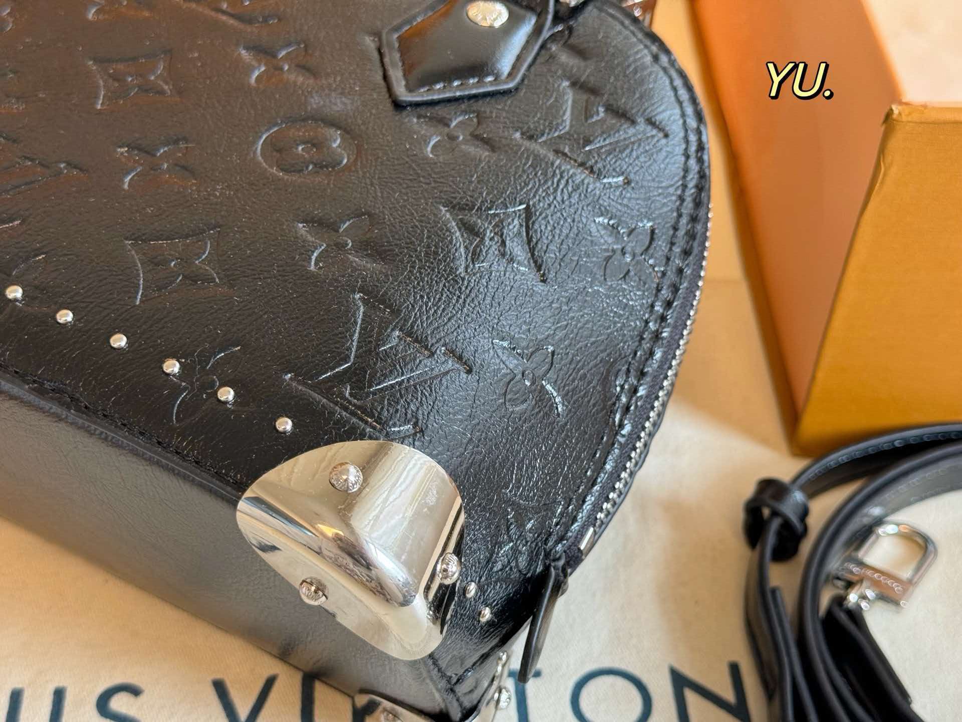 LV Alma BB Monogram Canvas Rabbit Charm Dome Handbag