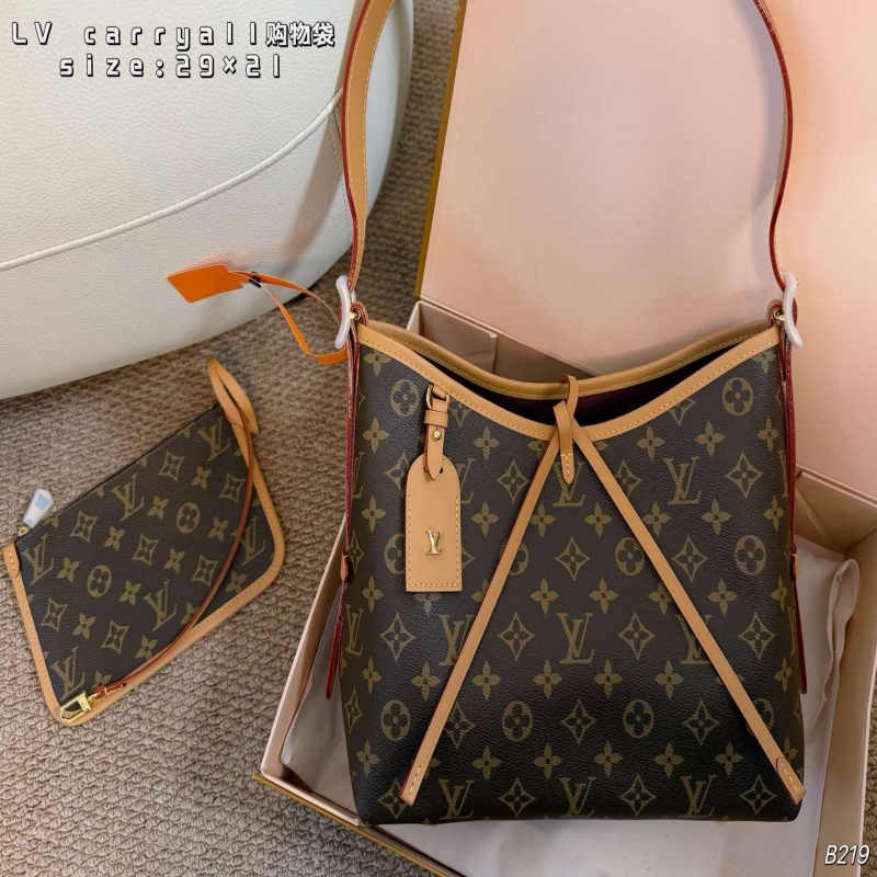 LV Carryall PM Monogram Canvas Hobo Shoulder Tote Bag With Pouch