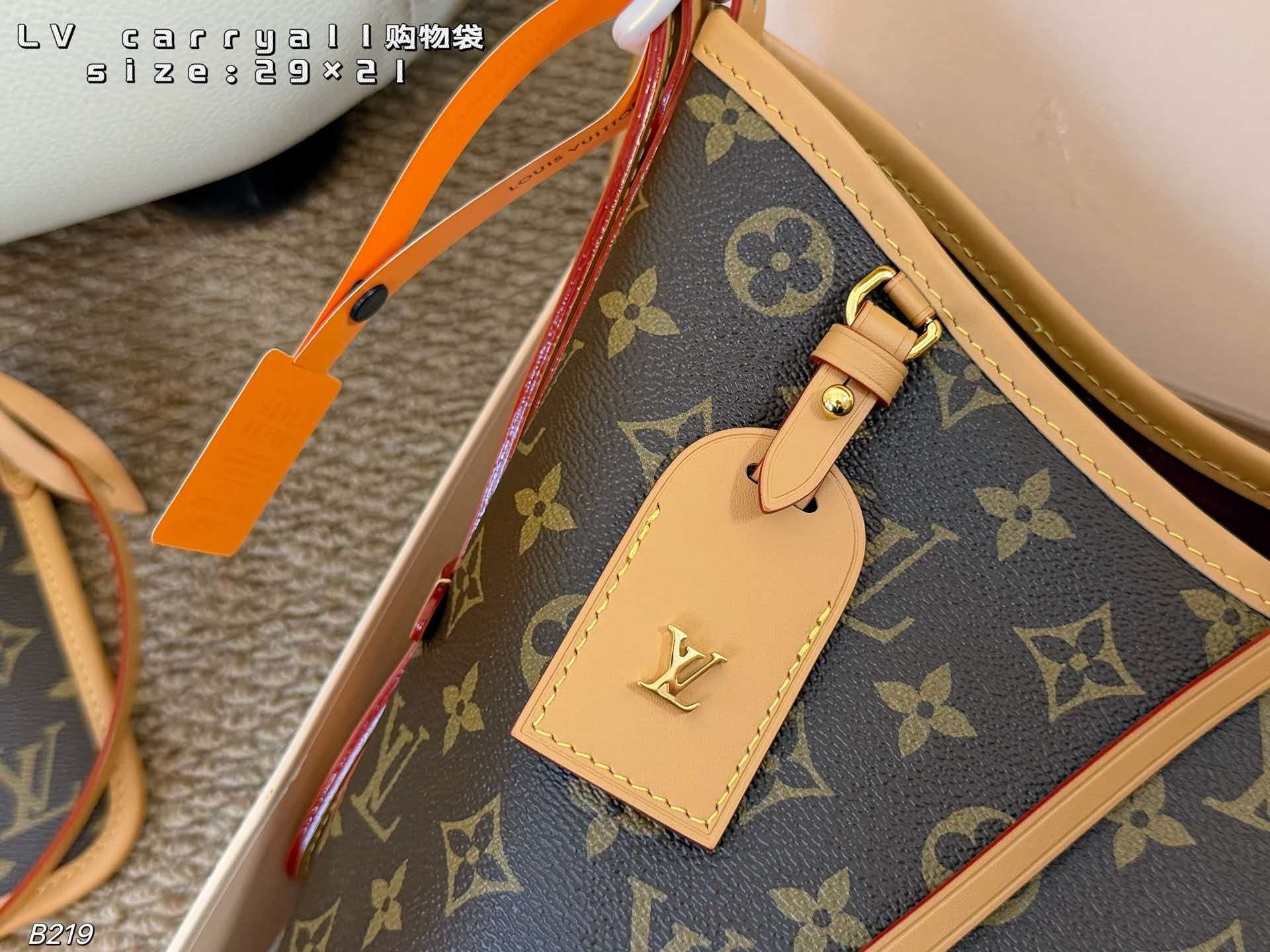 LV Carryall PM Monogram Canvas Hobo Shoulder Tote Bag With Pouch