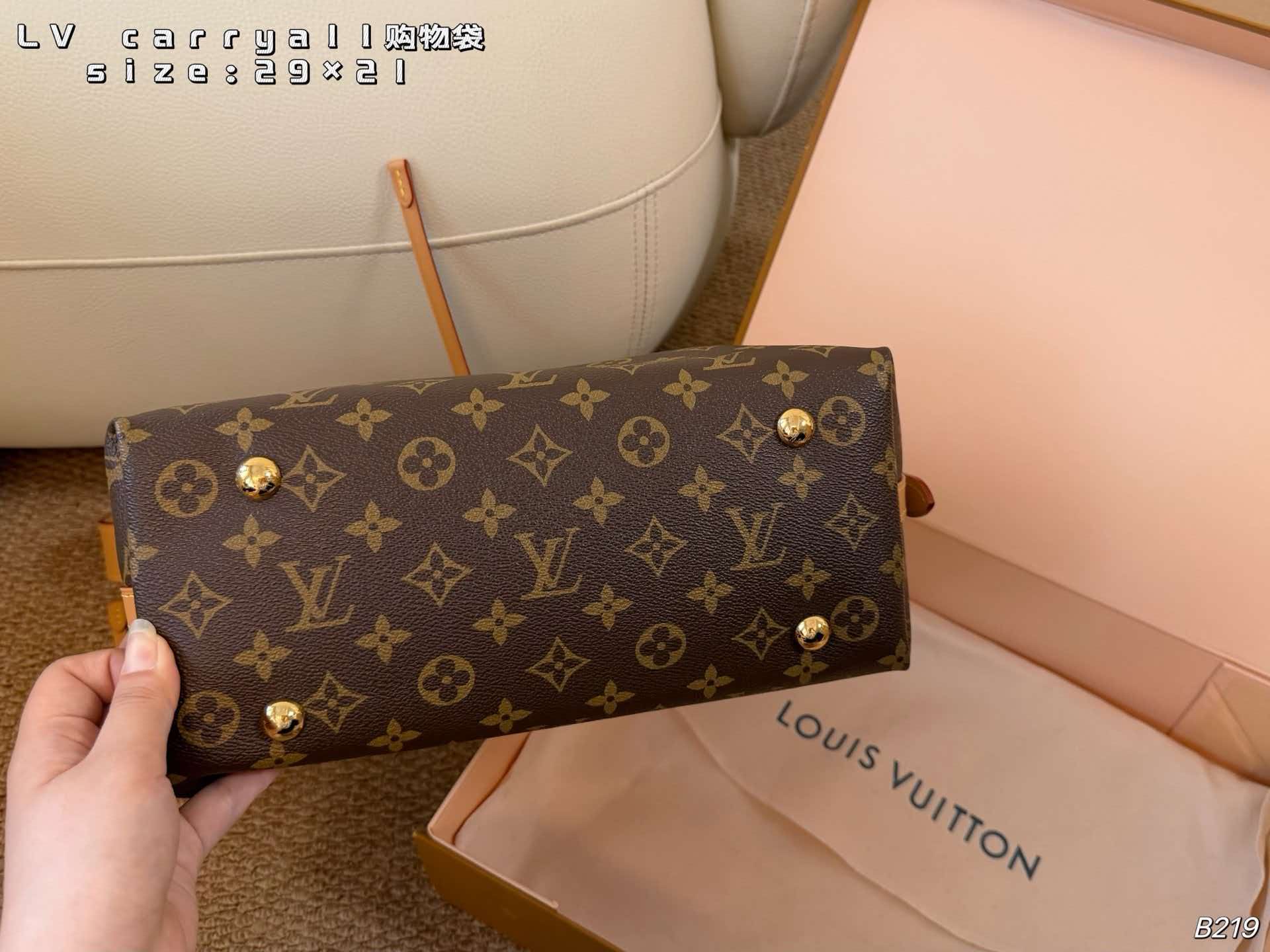 LV Carryall PM Monogram Canvas Hobo Shoulder Tote Bag With Pouch