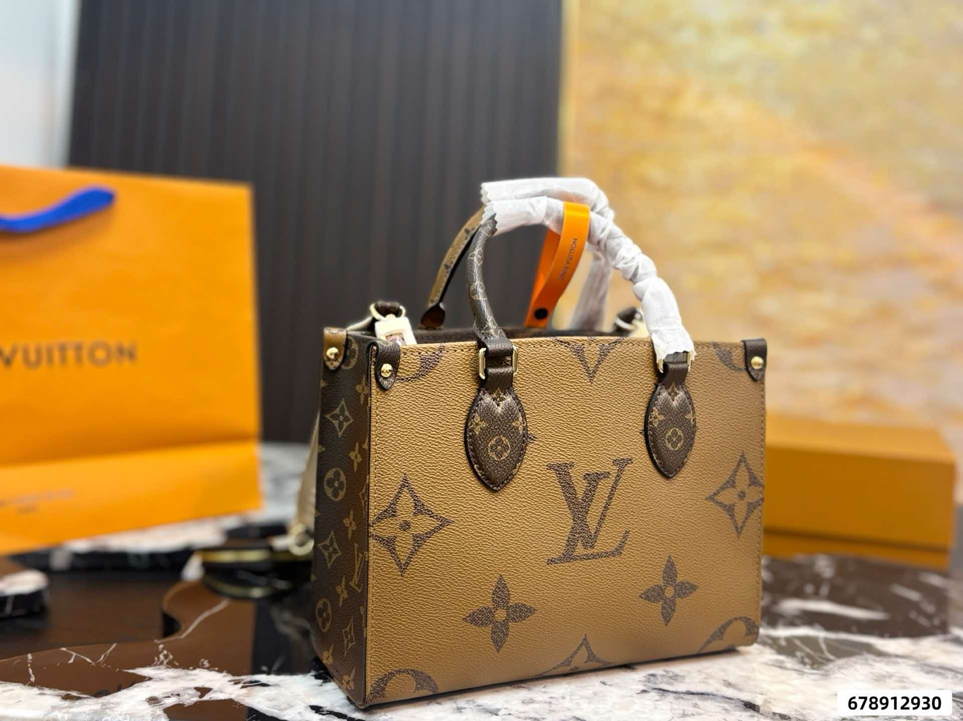 Reverse monogram large capacity tote bag women office daily handbag