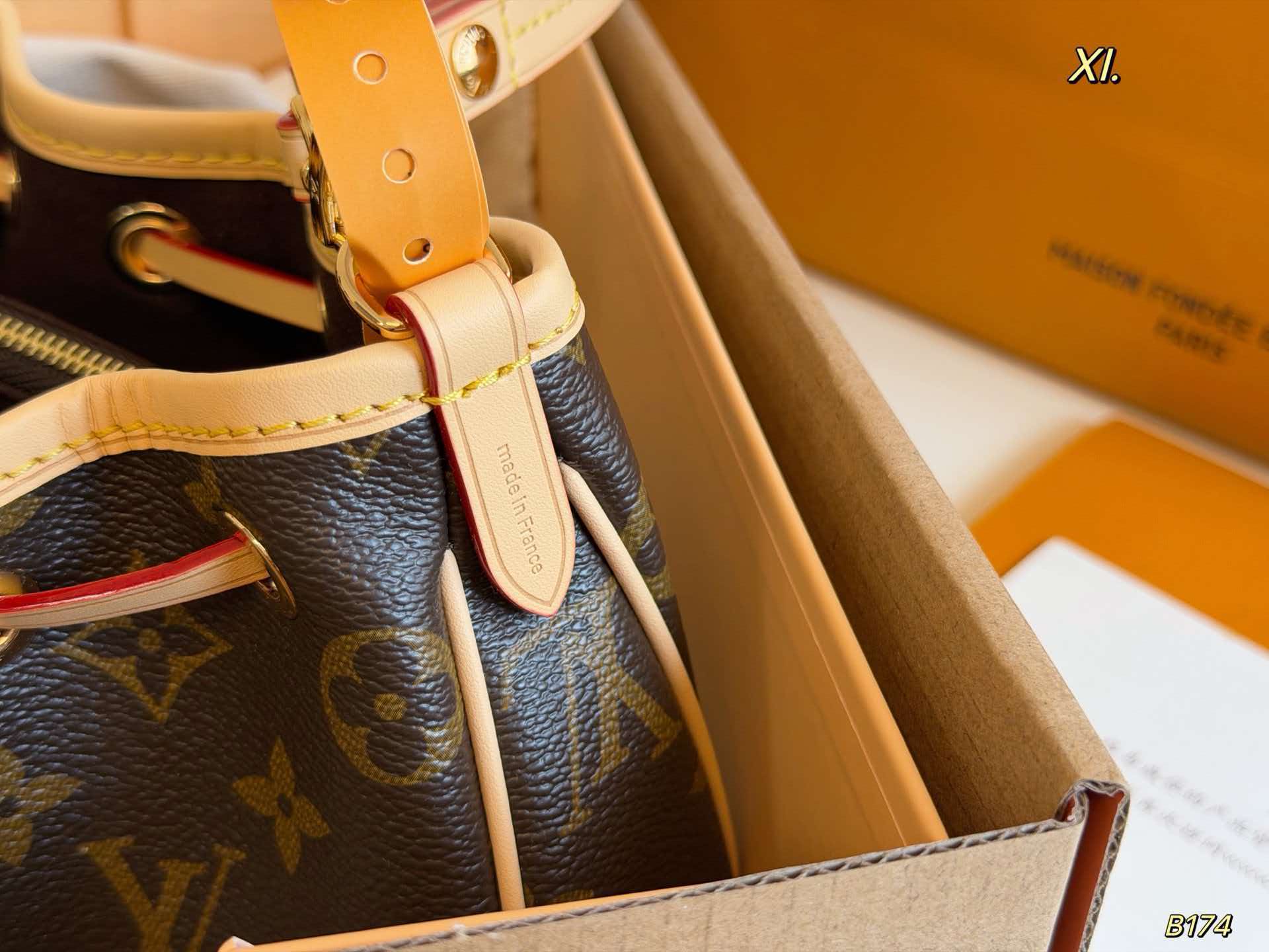 Monogram nano drawstring crossbody bag gold‑tone hardware women daily mini purse