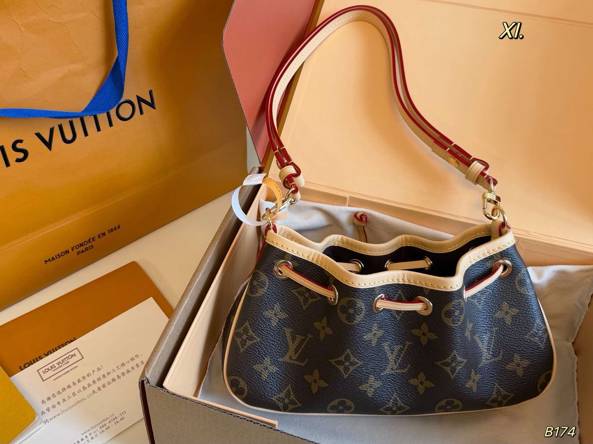 LV Nano Frivole Monogram Drawstring Crossbody Bag