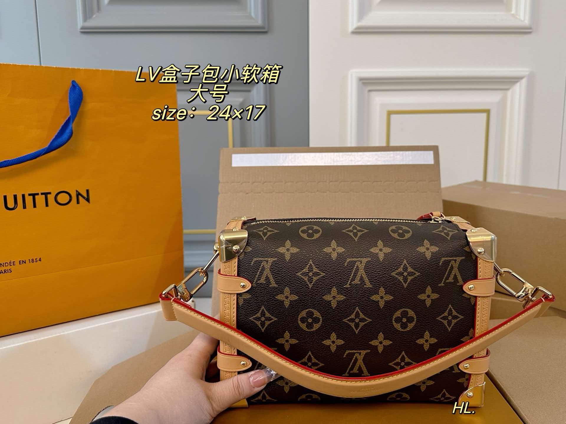 Monogram large soft trunk crossbody bag gold hardware women vintage handbag