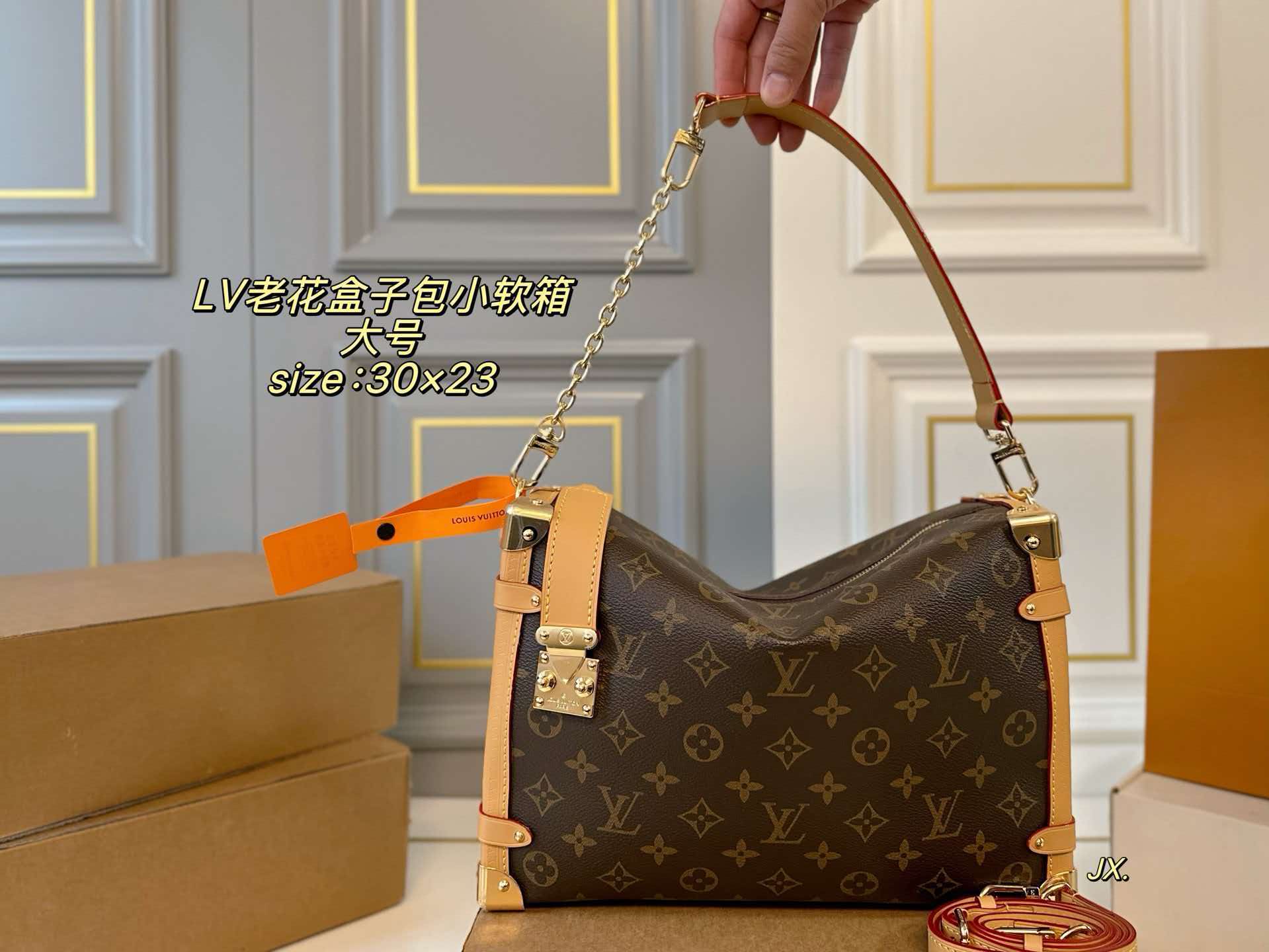 LV Side Trunk Monogram Soft Box Large Crossbody Bag
