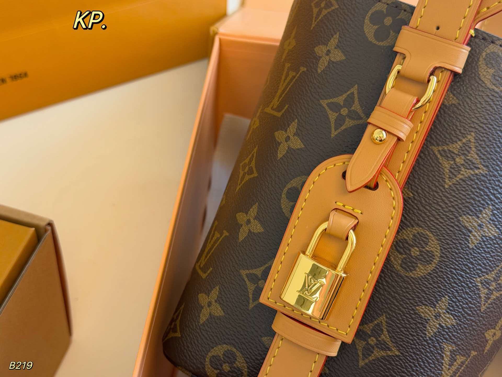 Monogram All In BB bucket crossbody bag gold‑tone hardware women daily mini handbag