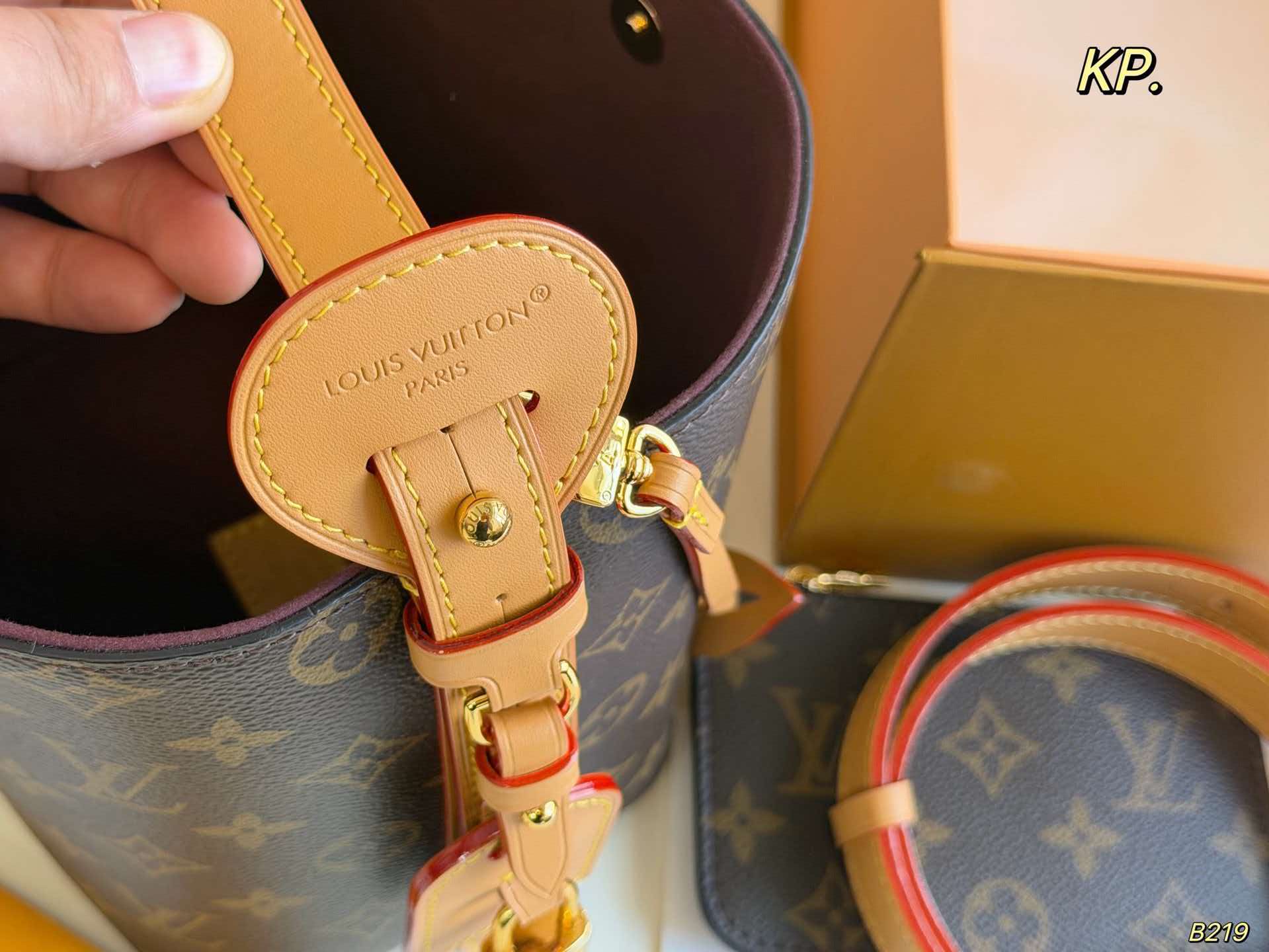 Monogram All In BB bucket crossbody bag gold‑tone hardware women daily mini handbag