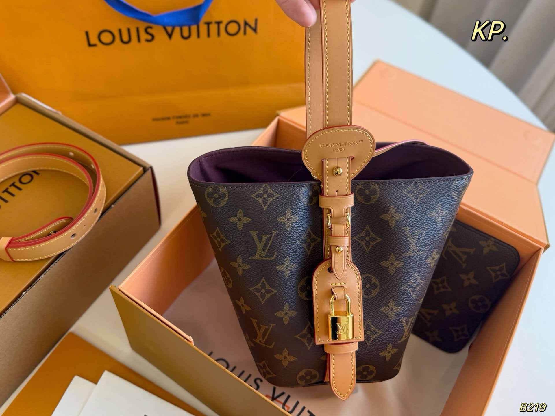 Monogram All In BB bucket crossbody bag gold‑tone hardware women daily mini handbag