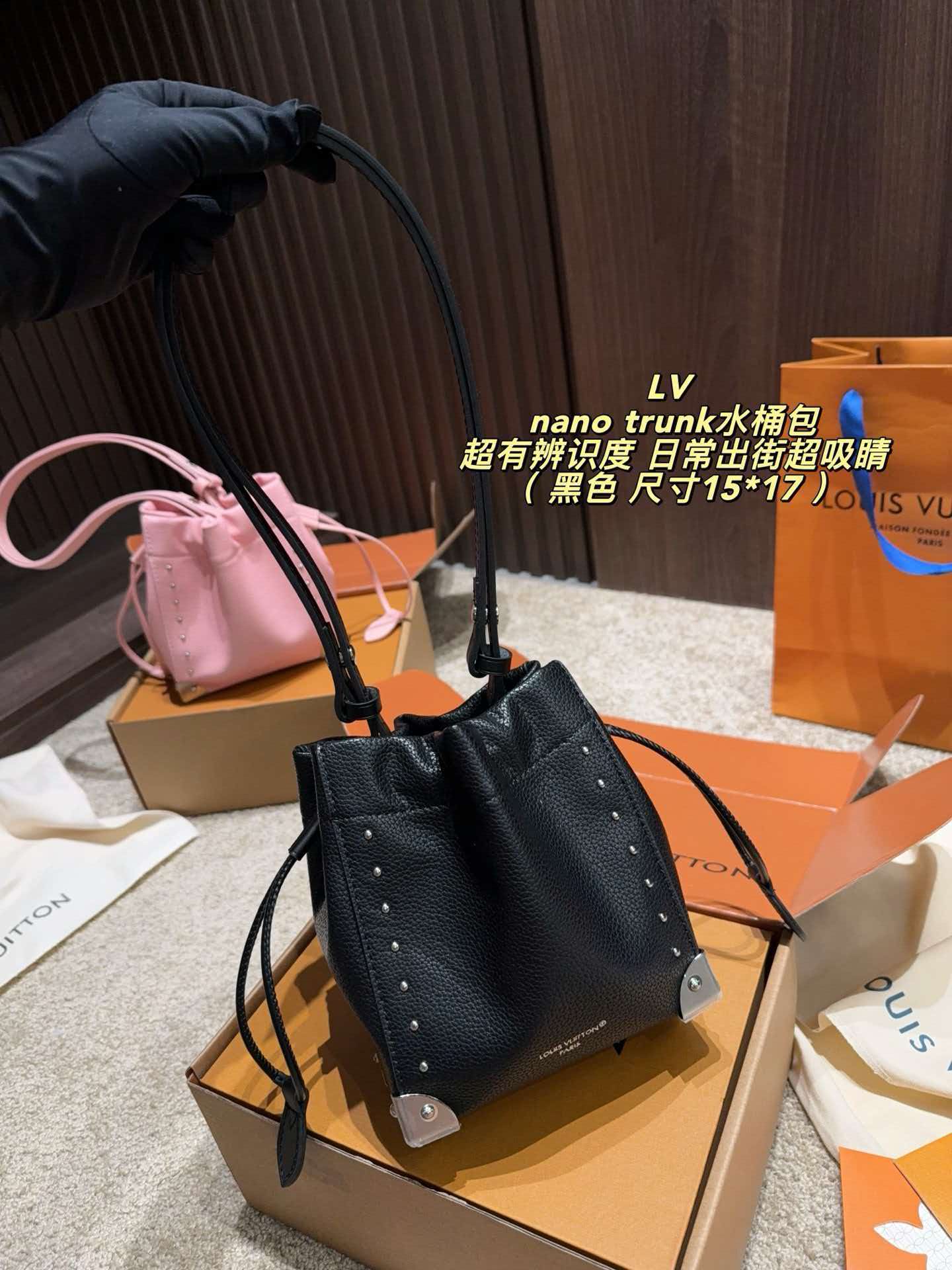 Monogram nano noé trunk crossbody bag metal corner hardware women daily mini handbag