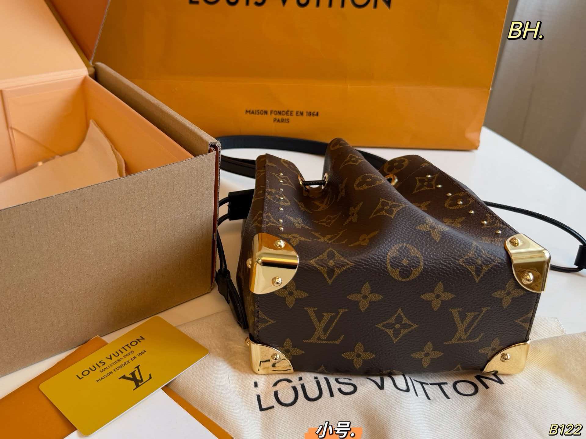 LV Nano Noé Trunk Monogram Bucket Crossbody Bag