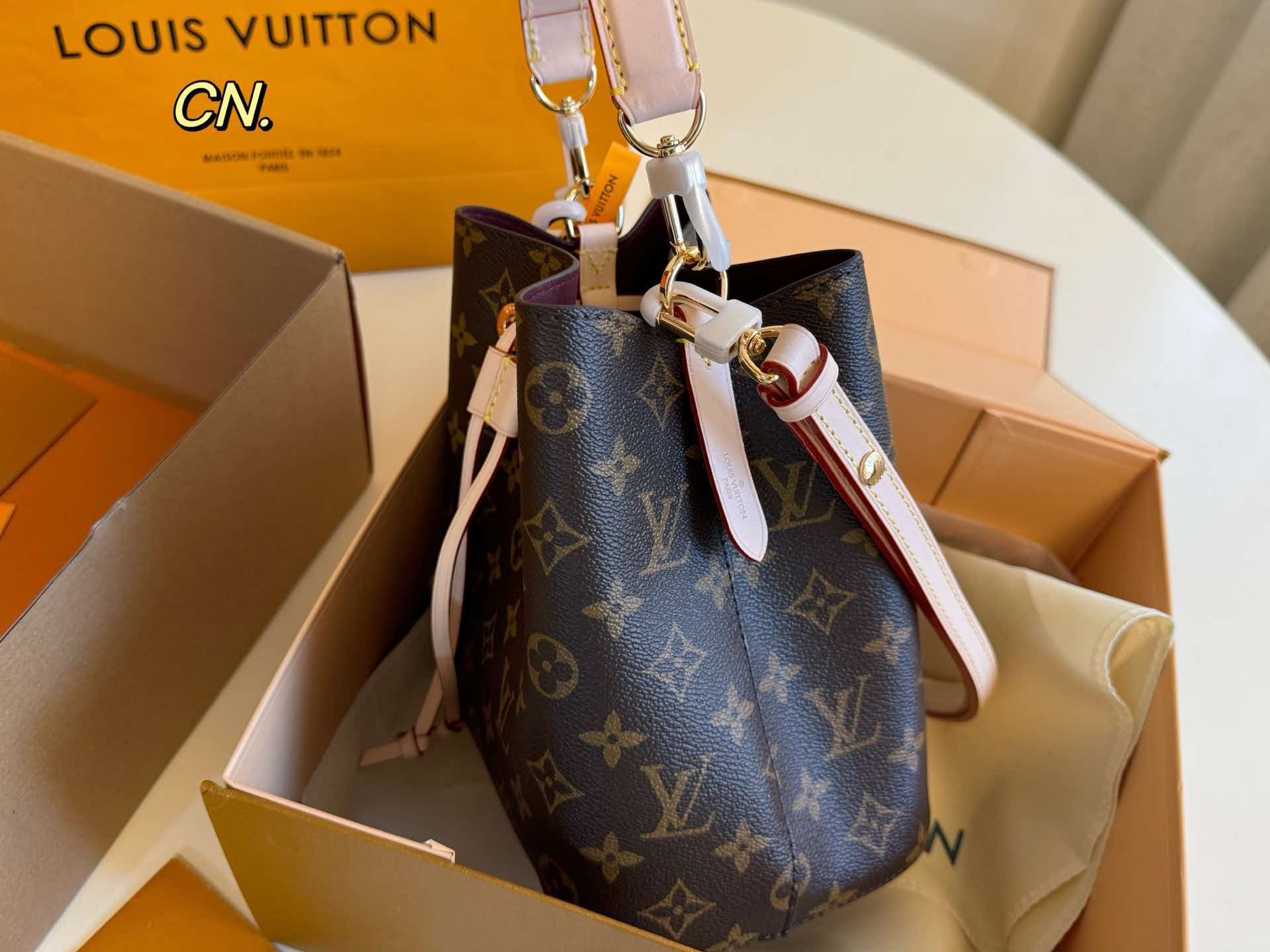 LV Néonoé BB Monogram Canvas Drawstring Bucket Crossbody Bag