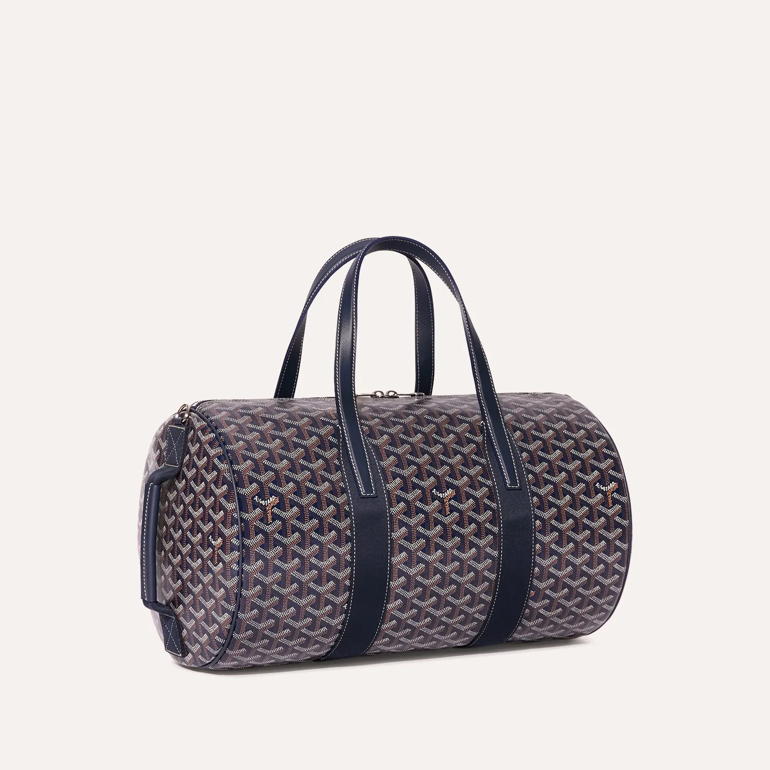 Goyard Barrel 40 green barrel‑shaped travel duffle bag, durable canvas, leather trim and premium metal hardware