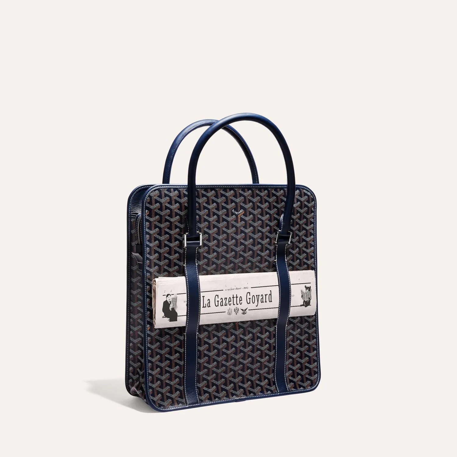 Goyard Saint Léger green vertical hand tote bag, iconic goyardine canvas, leather trim, top short handles, vertical structured silhouette