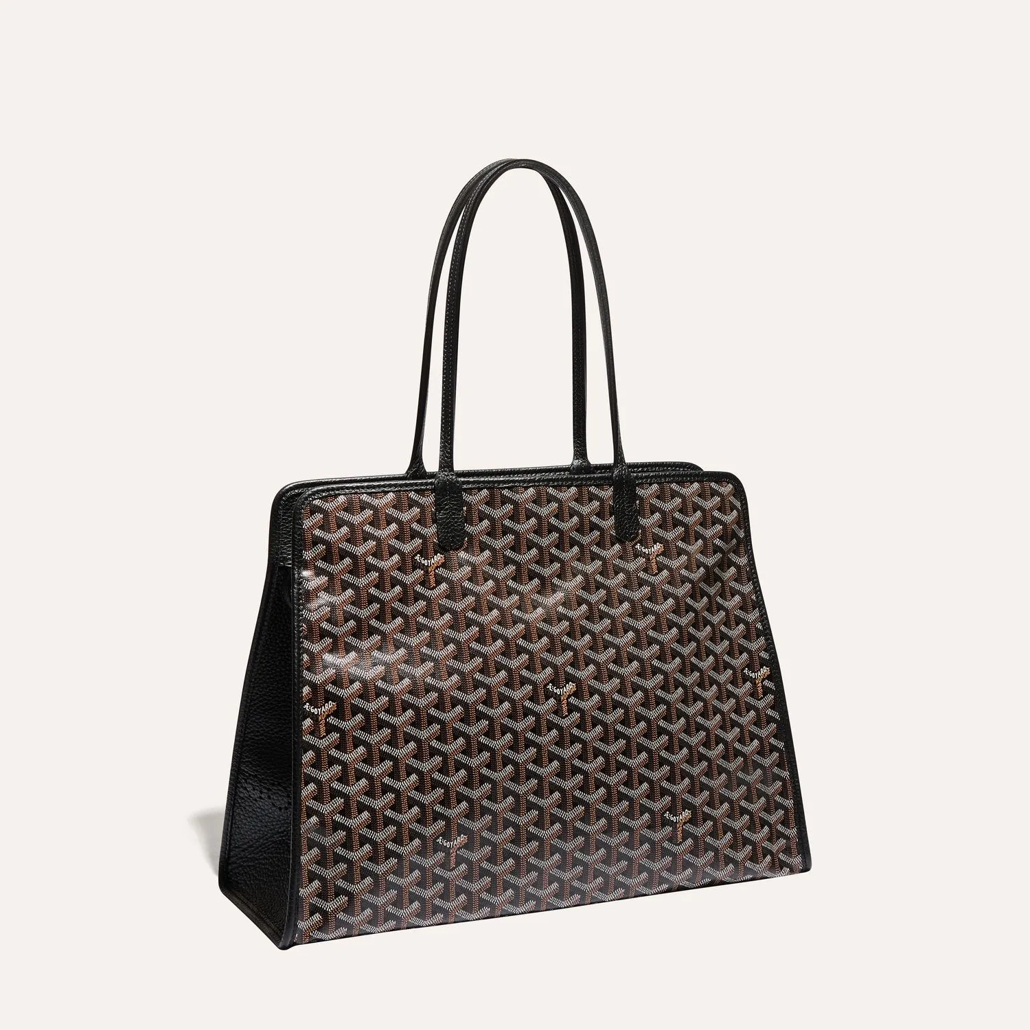 Goyard Hardy PM green structured zip tote bag, iconic goyardine canvas, calfskin trim, top short handles, full‑zip closure