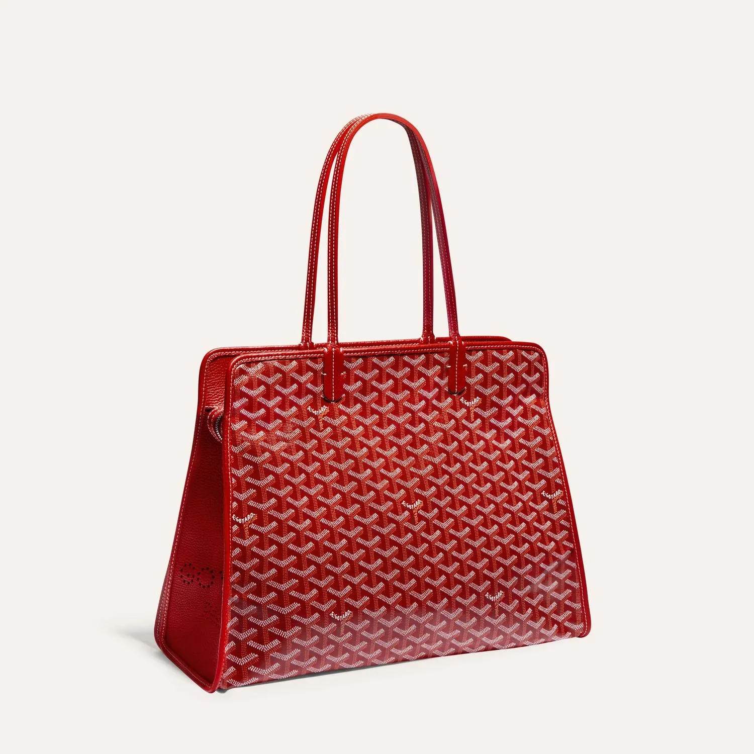 Goyard Hardy PM green structured zip tote bag, iconic goyardine canvas, calfskin trim, top short handles, full‑zip closure
