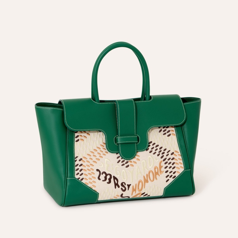 Goyard Saigon Tote Green Embroidery Limited Edition Hand Tote Bag