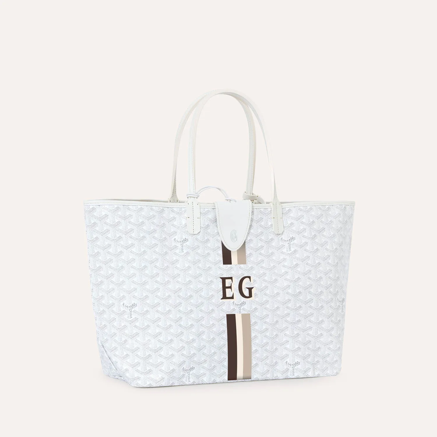 Goyard Saint Louis PM Green Stripes Initials Reversible Tote Bag