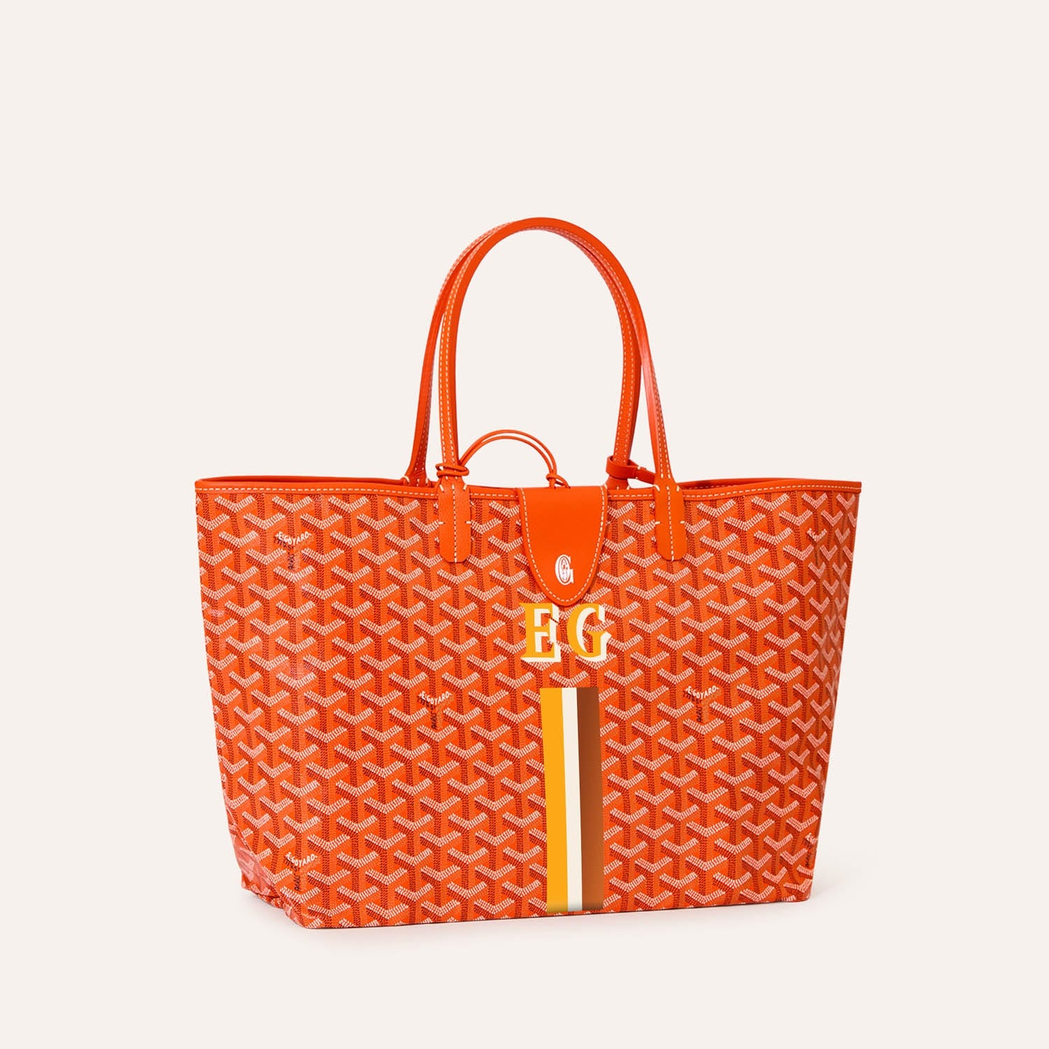 Goyard Saint Louis PM Green Stripes Initials Reversible Tote Bag